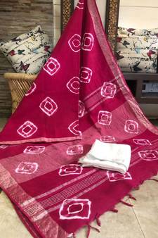Multicolor Tie & Dye (Shibori print ) Handloom Cotton Linen Saree?
