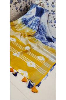 Multicolor Tie & Dye (Shibori print ) Handloom Cotton Linen Saree?