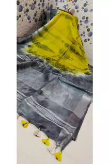 Multicolor Tie & Dye (Shibori print ) Handloom Cotton Linen Saree?