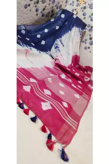 Multicolor Tie & Dye (Shibori print ) Handloom Cotton Linen Saree?