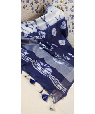 Multicolor Tie & Dye (Shibori print ) Handloom Cotton Linen Saree? 1