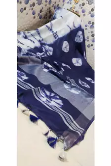 Multicolor Tie & Dye (Shibori print ) Handloom Cotton Linen Saree?