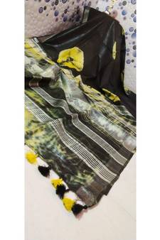 Multicolor Tie & Dye (Shibori print ) Handloom Cotton Linen Saree?