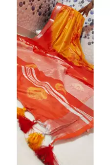 Multicolor Tie & Dye (Shibori print ) Handloom Cotton Linen Saree?