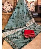 Multicolor Tie & Dye (Shibori print ) Handloom Cotton Linen Saree?