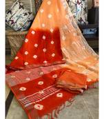 Multicolor Tie & Dye (Shibori print ) Handloom Cotton Linen Saree?