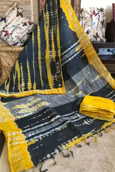 Multicolor Tie & Dye (Shibori print ) Handloom Cotton Linen Saree?