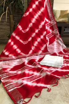 Multicolor Tie & Dye (Shibori print ) Handloom Cotton Linen Saree?