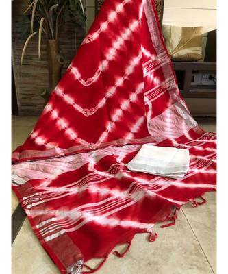 Multicolor Tie & Dye (Shibori print ) Handloom Cotton Linen Saree? 1