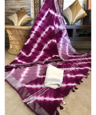 Multicolor Tie & Dye (Shibori print ) Handloom Cotton Linen Saree? 1
