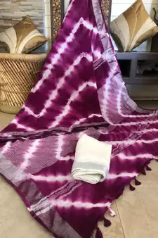 Multicolor Tie & Dye (Shibori print ) Handloom Cotton Linen Saree?