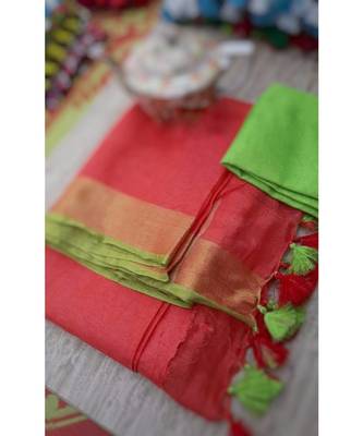 Multicolor Handcrafted Semi-Linen Saree with Blouse Piece? 1