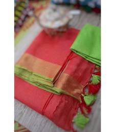Multicolor Handcrafted Semi-Linen Saree with Blouse Piece?