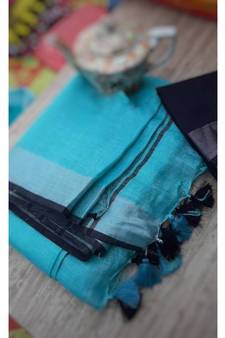 Multicolor Handcrafted Semi-Linen Saree with Blouse Piece?