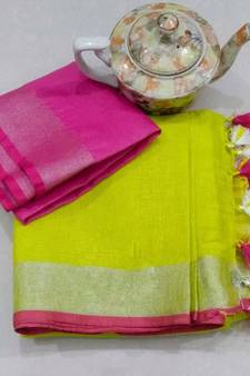 Multicolor Handcrafted Semi-Linen Saree with Blouse Piece?