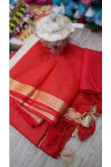 Multicolor Handcrafted Semi-Linen Saree with Blouse Piece?