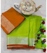 Multicolor Handcrafted Semi-Linen Saree with Blouse Piece?