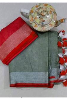 Multicolor Handcrafted Semi-Linen Saree with Blouse Piece?
