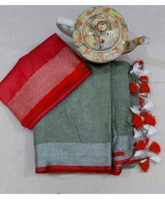 Multicolor Handcrafted Semi-Linen Saree with Blouse Piece? 1