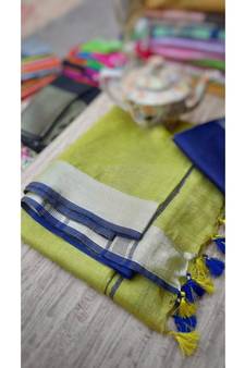 Multicolor Handcrafted Semi-Linen Saree with Blouse Piece?