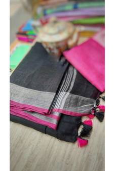 Multicolor Handcrafted Semi-Linen Saree with Blouse Piece?