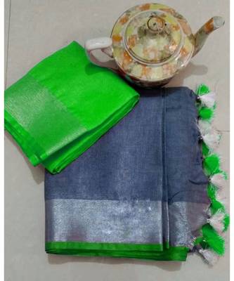 Multicolor Handcrafted Semi-Linen Saree with Blouse Piece? 1