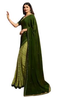 Mehendi printed georgette saree with blouse