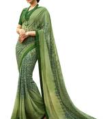 Mehendi printed georgette saree with blouse