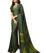 Green printed georgette saree with blouse