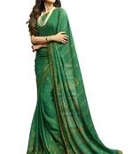Green printed georgette saree with blouse