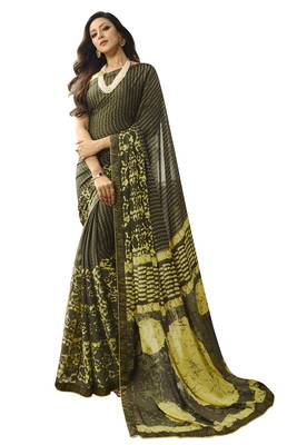 Mehendi printed georgette saree with blouse 1