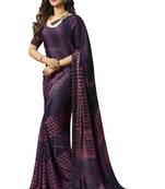Violet printed georgette saree with blouse