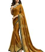 Yellow printed georgette saree with blouse