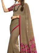 Grey printed georgette saree with blouse
