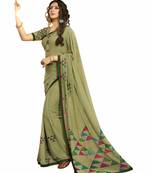 Mehendi printed georgette saree with blouse