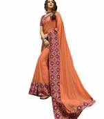 Orange printed georgette saree with blouse