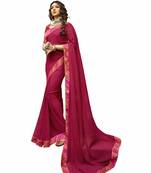 Pink printed georgette saree with blouse
