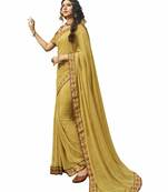 Yellow printed georgette saree with blouse