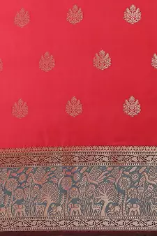 Red Woven Banarasi Saree With Blouse