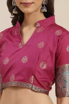 Red Woven Banarasi Saree With Blouse