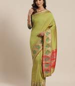 Olive woven banarasi saree with blouse