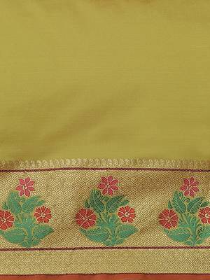 Olive woven banarasi saree with blouse 3
