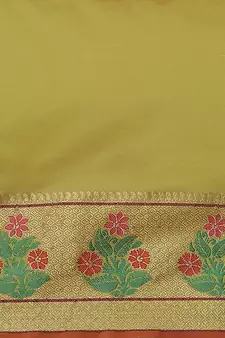 Olive woven banarasi saree with blouse