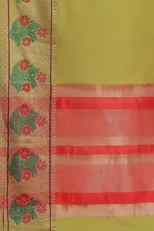 Olive woven banarasi saree with blouse