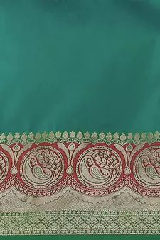 Turquoise woven banarasi saree with blouse