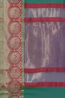 Turquoise woven banarasi saree with blouse