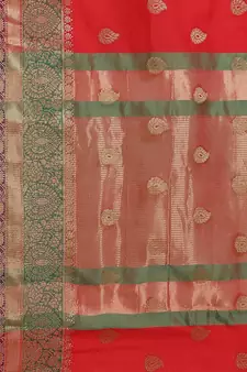 Red woven banarasi saree with blouse