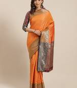 Orange Woven Banarasi Saree With Blouse
