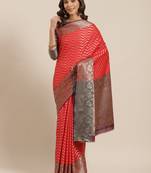 Red Woven Banarasi Saree With Blouse