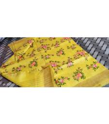 multicolor Handcrafted?Silk linen saree with embroidery work